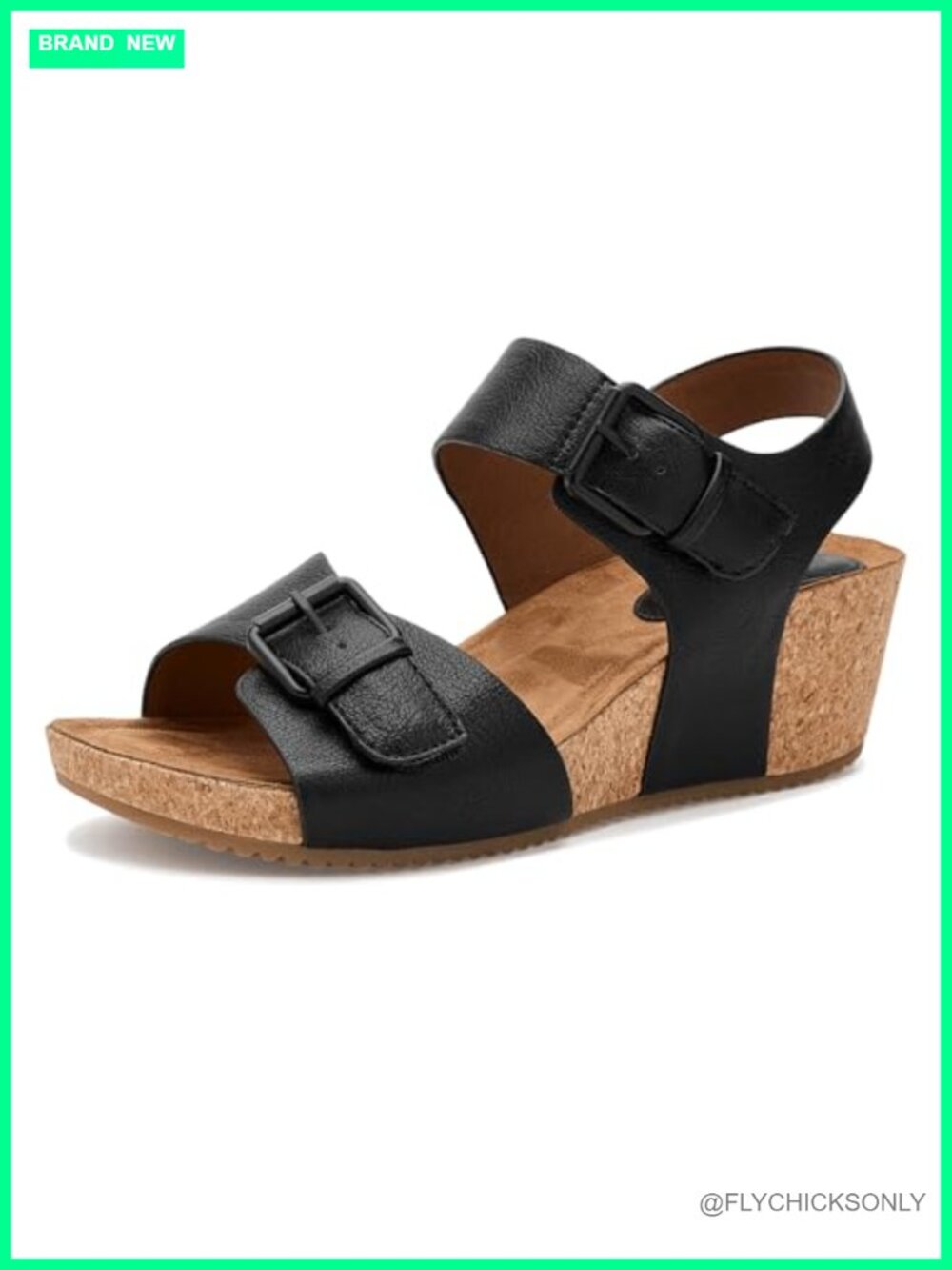 Women's Faux Suede Wedge Sandals with Ankle Strap and Cork Wedge